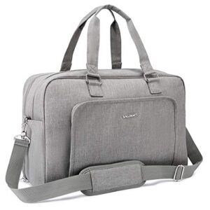 bagsmart duffle bag large weekender overnight bag with shoe bag, can hold 15.6 inch laptop, carry-on bag for travel, gym, work, 27l (light grey)