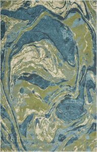 kas rugs watercolors mid-century abstract area rug - teal 6'7" x 9'6"