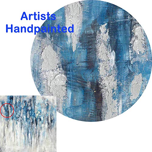 UTOP-art Modern Abstract Wall Art Canvas:Blue and Gray Artwork Aque Painting for Living Room