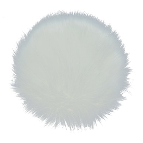 Pomeat 12 Inches Soft Faux Sheepskin Round Shaggy Shag Area Rugs White Fluffy Living Room Carpet Mini Small Size Fit for Photographing Background of Jewellery