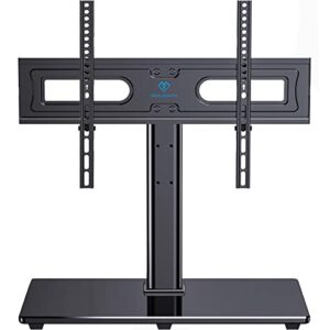perlesmith universal tv stand table top tv base for 37-75 inch lcd led oled 4k flat screen tvs-height adjustable tv mount stand with tempered glass base, vesa 600x400mm, holds up to 99lbs pstvs11
