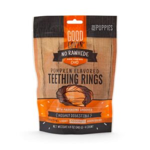 good lovin' no rawhide pumpkin flavored puppy teething rings, 4.9 oz., count of 4