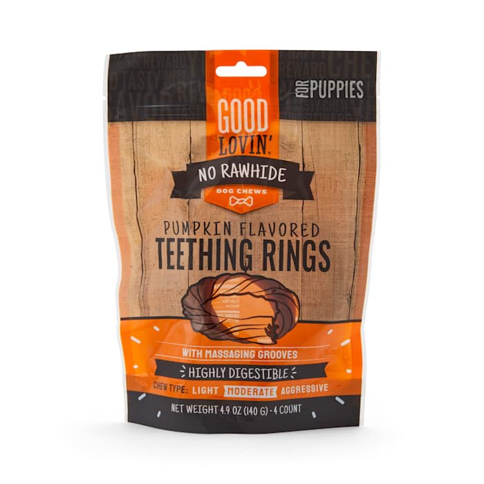 Good Lovin' No Rawhide Pumpkin Flavored Puppy Teething Rings, 4.9 oz., Count of 4