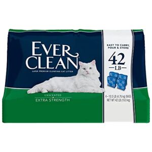 ever clean extra strength clumping unscented cat litter, 42 lbs.