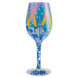enesco designs by lolita new york nights hand-painted artisan wine glass, 1 count (pack of 1), multicolor