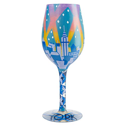 Enesco Designs by Lolita New York Nights Hand-Painted Artisan Wine Glass, 1 Count (Pack of 1), Multicolor