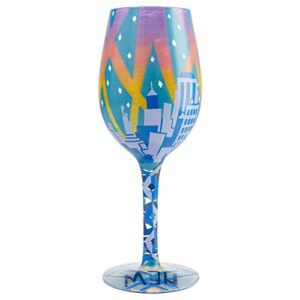 Enesco Designs by Lolita New York Nights Hand-Painted Artisan Wine Glass, 1 Count (Pack of 1), Multicolor