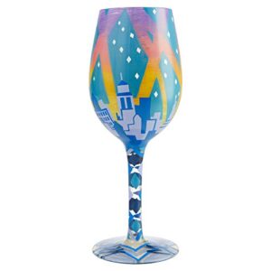 Enesco Designs by Lolita New York Nights Hand-Painted Artisan Wine Glass, 1 Count (Pack of 1), Multicolor