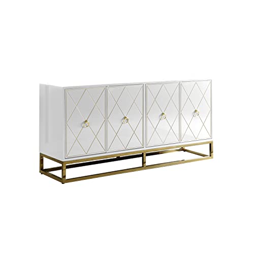 Best Master Furniture Tabitha High Gloss Lacquer Sideboard/Buffet, White