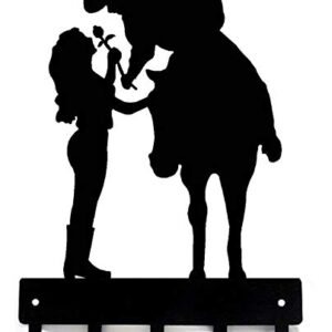 The Metal Peddler Cowboy Cowgirl Rose - Romantic Couple - Wall Key Rack Hanger - Small 6 inch Wide - Made in USA; Storage Hooks for Home or Office