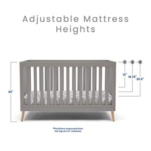 Delta Children Essex 4-in-1 Convertible Baby Crib, Grey with Natural Legs