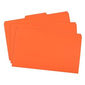 blue summit supplies orange file folders, 1/3 cut tab, legal size, great for organizing and easy file storage, 100 per box