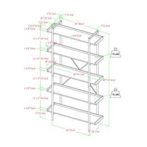 Walker Edison Urban Metal 5-Shelf Bookcase, 68" H, Gray Wash