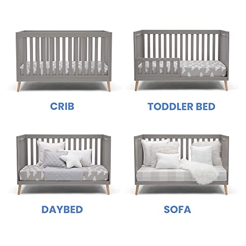 Delta Children Essex 4-in-1 Convertible Baby Crib, Grey with Natural Legs