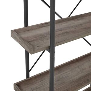 Walker Edison Urban Metal 5-Shelf Bookcase, 68" H, Gray Wash