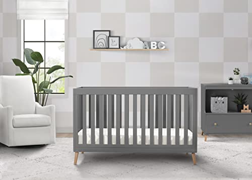 Delta Children Essex 4-in-1 Convertible Baby Crib, Grey with Natural Legs