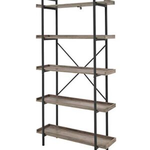 Walker Edison Urban Metal 5-Shelf Bookcase, 68" H, Gray Wash