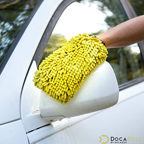 DocaPole Car Wash Mitt - 2 Pack - Premium Chennille Microfiber Car Wash Mitts - Rewashable Cleaning and Dusting Glove - Scratch Free - One Size Fits All (DocaPole Extension Pole Not Included)