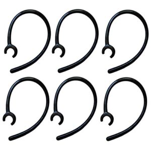 6 pack replacement ear hooks for wireless bluetooth headset earhook clips hook loop - 8mm clamp headsets, black
