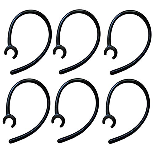 6 Pack Replacement Ear Hooks for Wireless Bluetooth Headset Earhook Clips Hook Loop - 8MM Clamp Headsets, Black