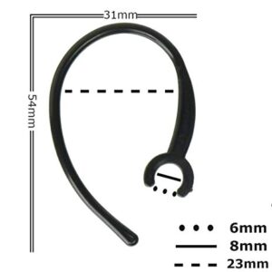 6 Pack Replacement Ear Hooks for Wireless Bluetooth Headset Earhook Clips Hook Loop - 8MM Clamp Headsets, Black