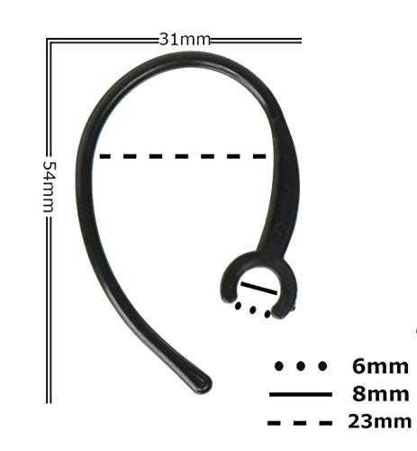 6 Pack Replacement Ear Hooks for Wireless Bluetooth Headset Earhook Clips Hook Loop - 8MM Clamp Headsets, Black