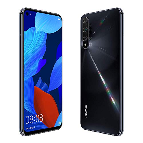 Huawei Nova 5T (128GB, 6GB) 6.26" LCD, Kirin 980, 48MP Quad Camera, 22.5W Fast Charge, Dual SIM GSM Unlocked Global 4G LTE International Model YAL-L21 (Black)