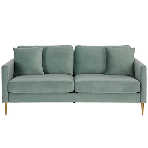 CosmoLiving by Cosmopolitan Highland Sofa Couch with Pillows, Seafoam Green