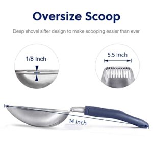 WePet Cat Litter Scoop, Aluminum Alloy Sifter, Kitty Metal Scooper, Deep Shovel, Long Handle, Poop Sifting, Kitten Pooper Lifter, Durable, Heavy Duty, for Litter box