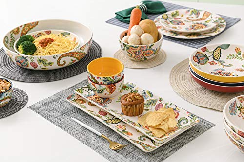 Bico Protea Cynaroides Ceramic Dipping Bowl Set (9oz bowls with 14 inch platter), for Sauce, Nachos, Snacks, Microwave & Dishwasher Safe
