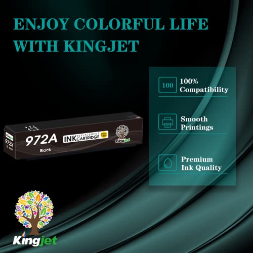 Kingjet Compatible Ink Cartridge Replacement for HP 972A 972 (1 Black) Work with PageWide Pro 477dn 477dw 577dw 577z 552dw 452dn 452dw 352dw 377dw P55250dw P57750dw Printers