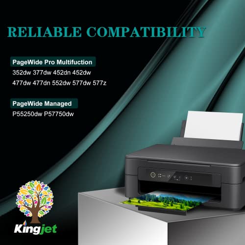 Kingjet Compatible Ink Cartridge Replacement for HP 972A 972 (1 Black) Work with PageWide Pro 477dn 477dw 577dw 577z 552dw 452dn 452dw 352dw 377dw P55250dw P57750dw Printers