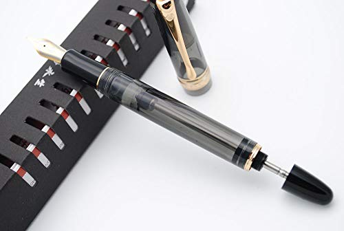 czxwyst 699 Negative Pressure Vaccum Filling Fountain Pen Original Box (Black with Golden Clip and Solid Grip, Medium Nib 0.7mm)