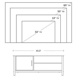 usikey Mid-Century TV Stand for TVs up to 50 Inches, Entertainment Center with Open Storage Shelves & Cabinet, Modern TV Console for Living Room, Rustic Brown