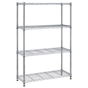 wire shelving unit heavy duty height adjustable nsf certification utility rolling steel commercial grade for kitchen bathroom office (chorme, 36" lx14 wx54 h)