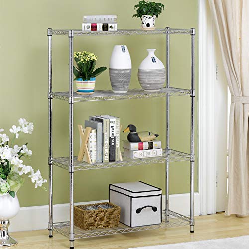 Wire Shelving Unit Heavy Duty Height Adjustable NSF Certification Utility Rolling Steel Commercial Grade for Kitchen Bathroom Office (Chorme, 36" Lx14 Wx54 H)