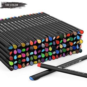 100 fineliner color pen, dobmit 0.4mm fine point journal planner pens for note calendar coloring sketching office school supplies art projects