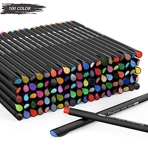 100 Fineliner Color pen, DOBMIT 0.4mm Fine Point Journal Planner Pens for Note Calendar Coloring Sketching Office School Supplies Art Projects