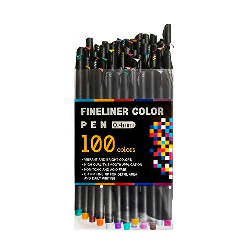 100 Fineliner Color pen, DOBMIT 0.4mm Fine Point Journal Planner Pens for Note Calendar Coloring Sketching Office School Supplies Art Projects