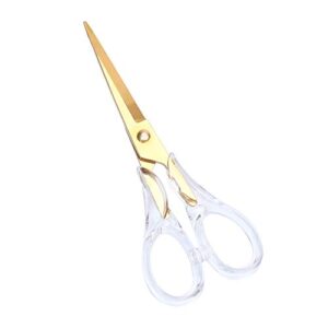 stylish acrylic gold multipurpose scissors stainless steel 6.3 inches office scissors desktop stationery for cutting heavy duty leather arts fabric crafts scissors (gold)