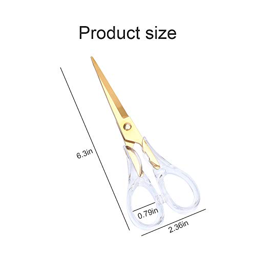 Stylish Acrylic Gold Multipurpose Scissors Stainless Steel 6.3 Inches Office Scissors Desktop Stationery for Cutting Heavy Duty Leather Arts Fabric Crafts Scissors (Gold)