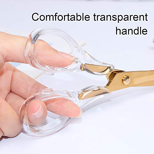 Stylish Acrylic Gold Multipurpose Scissors Stainless Steel 6.3 Inches Office Scissors Desktop Stationery for Cutting Heavy Duty Leather Arts Fabric Crafts Scissors (Gold)