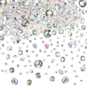 hicarer 4000 pieces clear diamonds crystals acrylic gems wedding table scattering gemstones christmas party decorations bridal shower masquerade vase fillers(crystal ab, 3 mm, 6 mm and 10 mm)