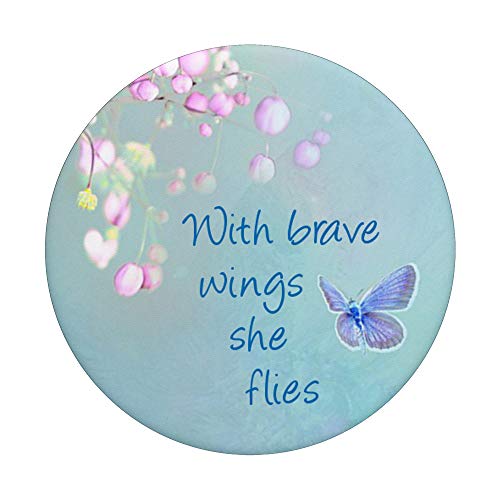 Cell Phone Pop Out Button Holder Light Blue Butterfly Floral PopSockets PopGrip: Swappable Grip for Phones & Tablets