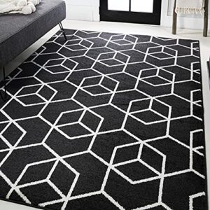 jonathan y seu101a-8 tumbling blocks modern geometric indoor area-rug contemporary casual easy-cleaning bedroom kitchen living room non shedding, 8 x 10, black/white