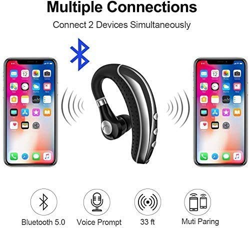 COMEXION Bluetooth Headset V5.0 Bluetooth Earpiece with Mic and Mute Key Wireless Noise Reduction Business Earphone for Driving/Meeting/Listening