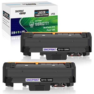 SINOPRINT Compatible 106R02777 Toner Cartridge Replacement for Xerox WorkCentre 3215 3215NI 3225 3225DNI Phaser 3260 3260DI 3260DNI 3052 106R02775 Printer Ink High Yield 3000 Pages (Black, 2-Pack)