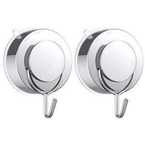 vis'v suction cup hooks, silver twist suction cups with metal hooks removable heavy duty window glass door suction hangers reusable suction cup holders for kitchen bathroom shower wreath - 2 pcs
