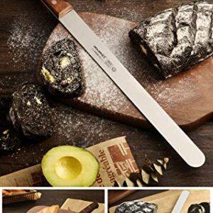 YUJIA Serrated Cake/Bread Knife, 12 Inch blade,High Carbon Stainless Steel Silver, Solid Black Walnut wood hand.