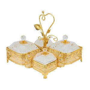italian collection gold sectional dessert serving tray with handle, candy dish